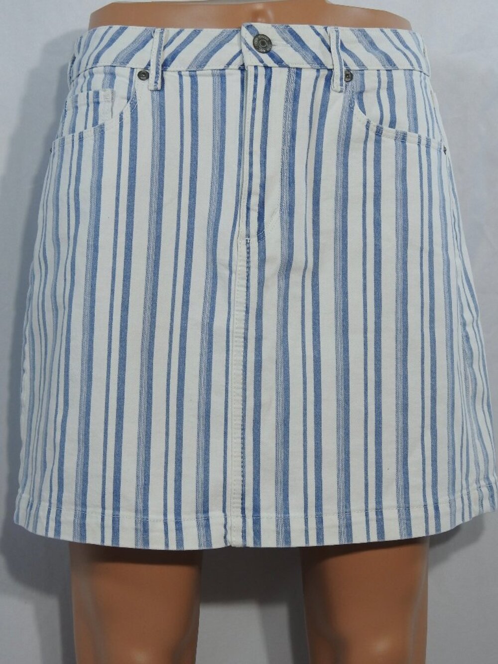 Loft Sz 6 Denim Striped Skirt 17" Womens Jean Mini